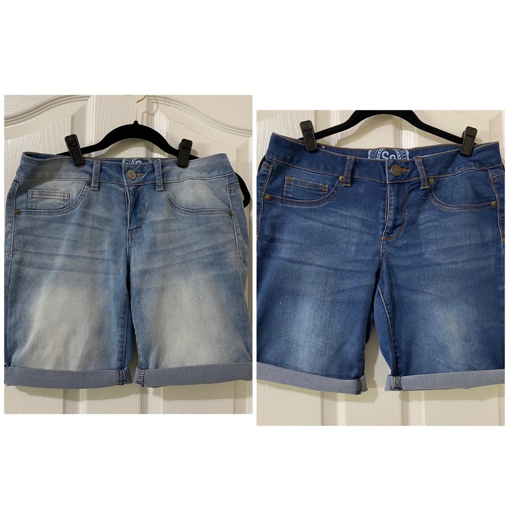 SO Roll Cuffed Denim Jean Bermuda Shorts Bundle (2 pairs) Kohls SO